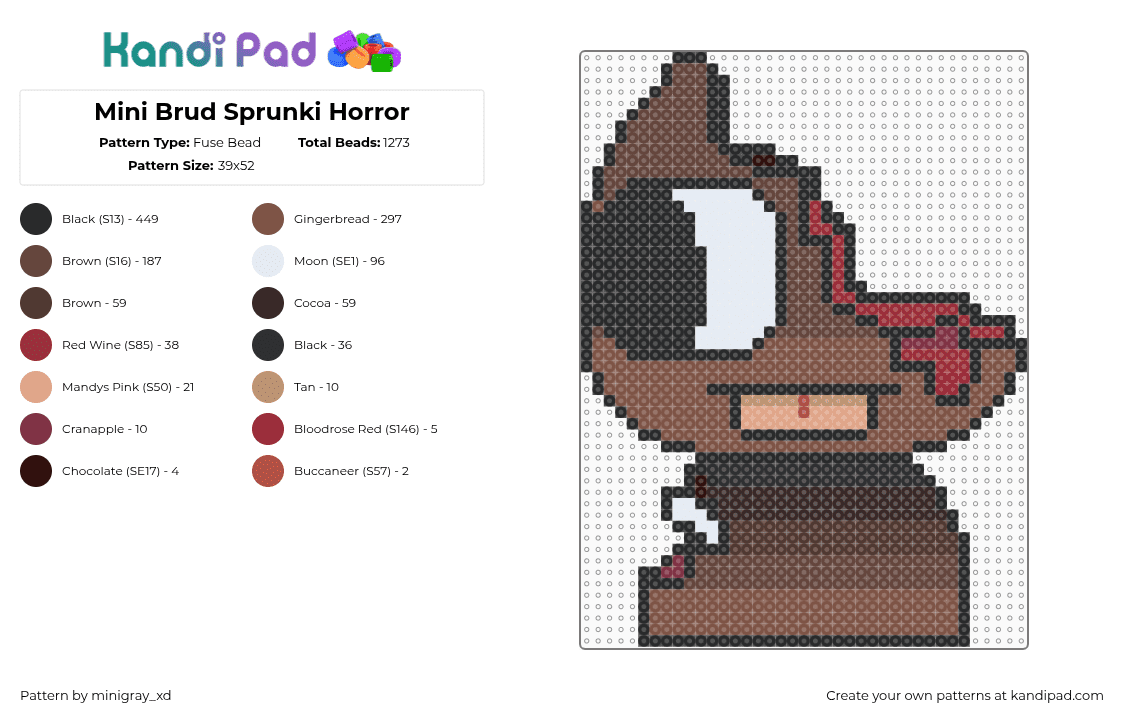 Mini Brud Sprunki Horror - Fuse Bead Pattern by minigray_xd on Kandi Pad - brown,tan