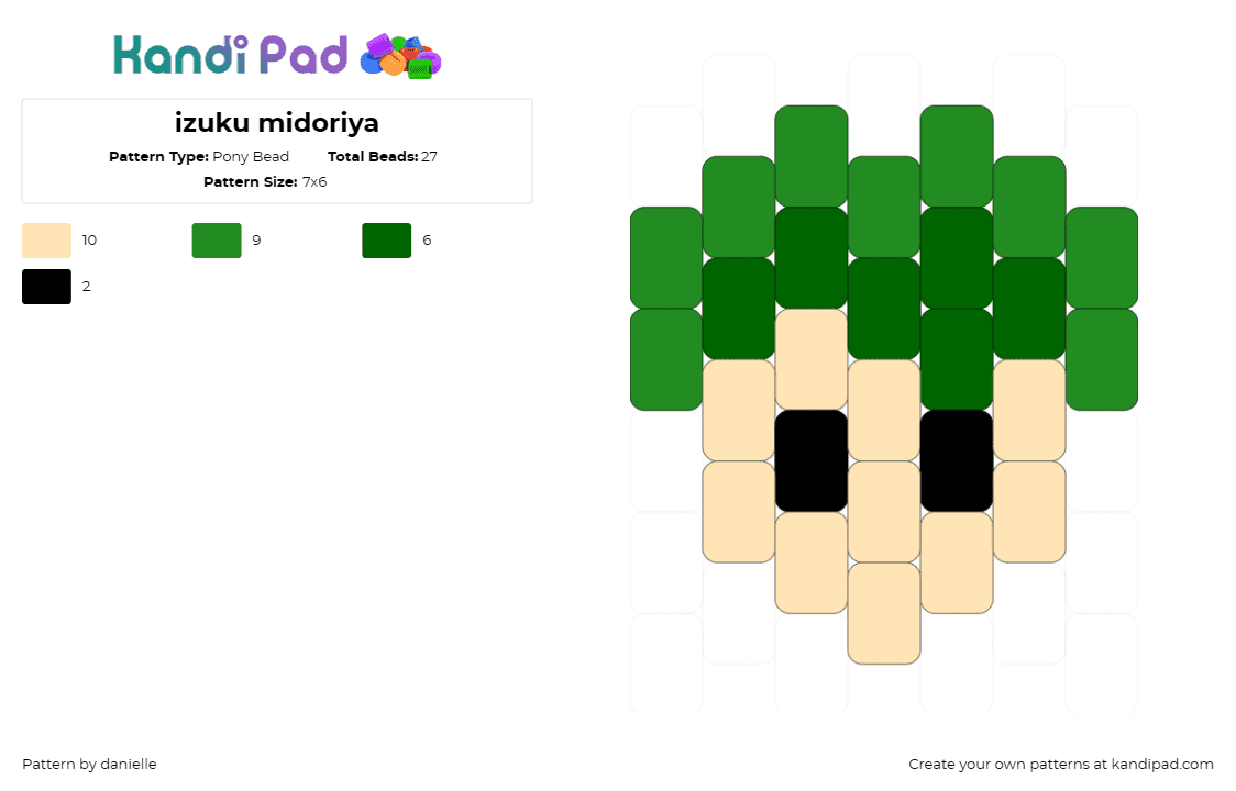 izuku midoriya - Pony Bead Pattern by danielle on Kandi Pad - beige,green,mha,my hero academia,izuku midoriya