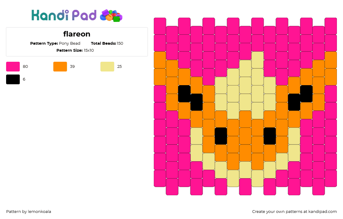 flareon - Pony Bead Pattern by lemonkoala on Kandi Pad - pink