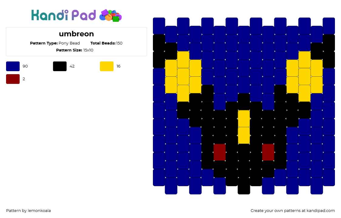 umbreon - Pony Bead Pattern by lemonkoala on Kandi Pad - purple