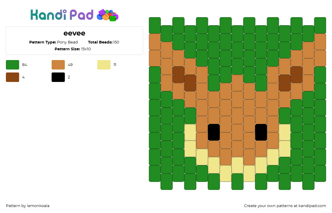 eevee - Pony Bead Pattern by lemonkoala on Kandi Pad - orange,green