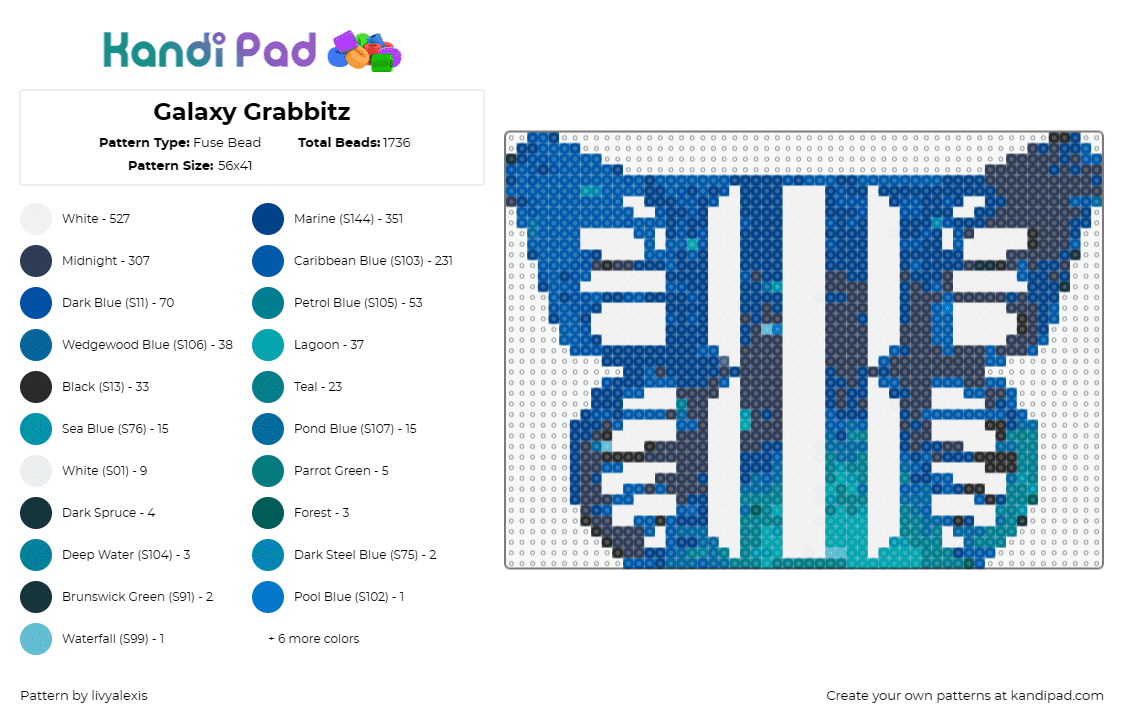 Galaxy Grabbitz - Fuse Bead Pattern by livyalexis on Kandi Pad - grabbitz,galaxy,dj,space,music,cosmic,celestial,interstellar,blue