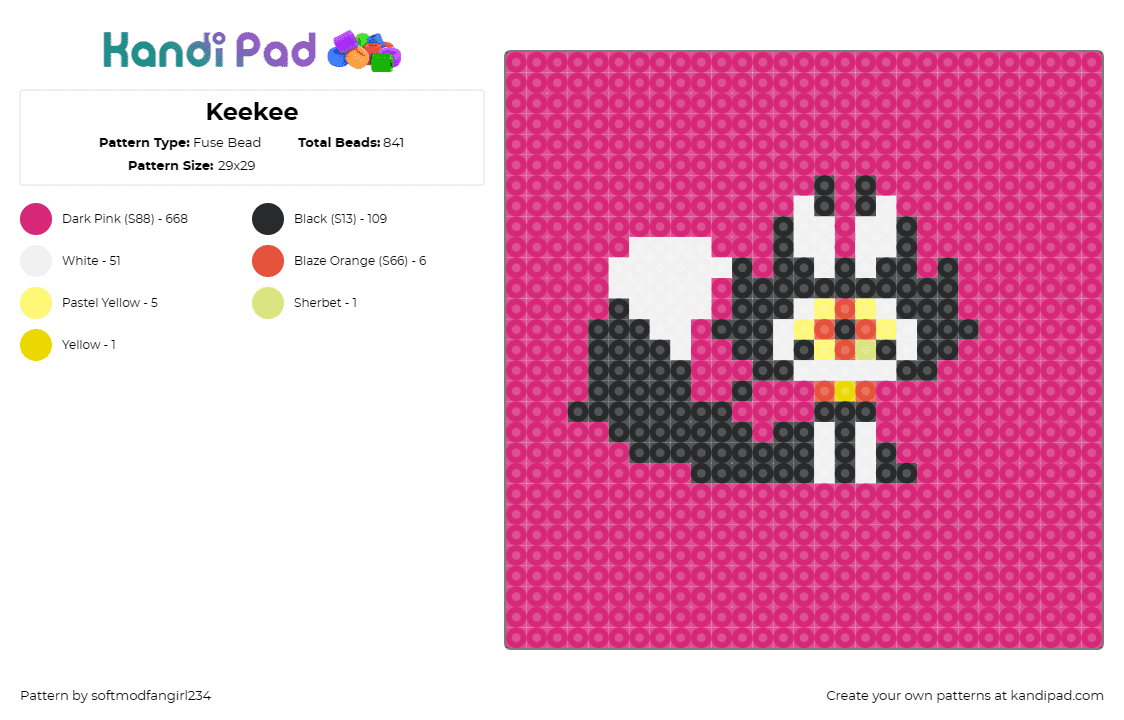 Keekee - Fuse Bead Pattern by softmodfangirl234 on Kandi Pad - pink