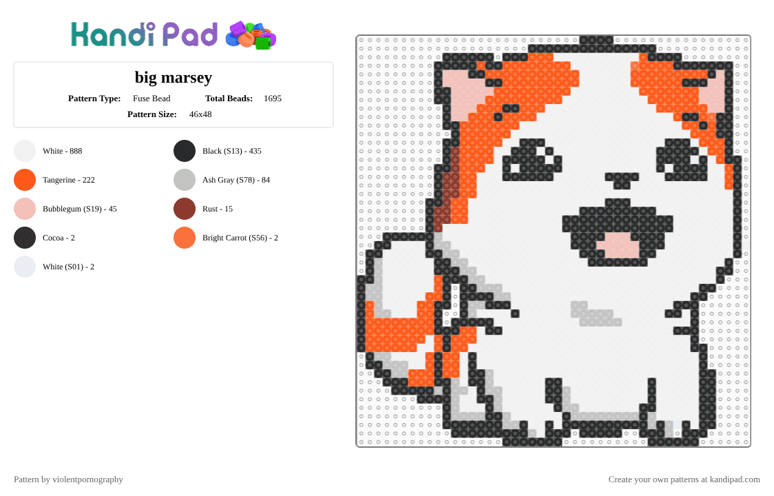 big marsey - Fuse Bead Pattern by violentpornography on Kandi Pad - white,orange,beige