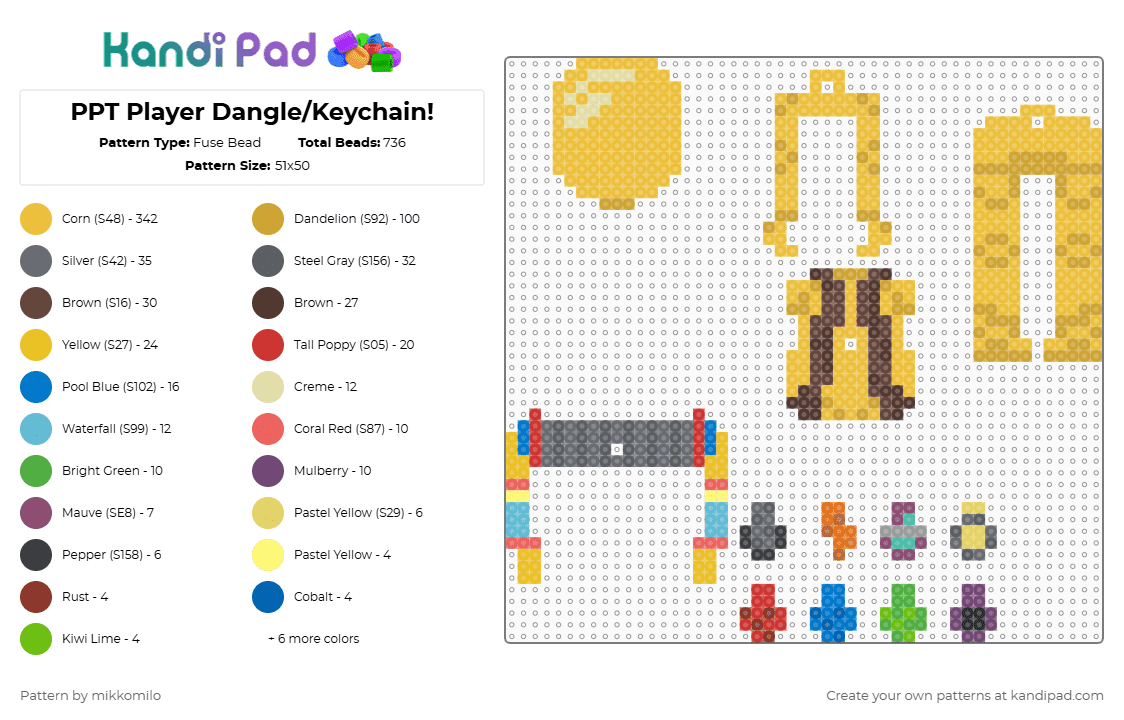 PPT Player Dangle/Keychain! - Fuse Bead Pattern by mikkomilo on Kandi Pad - yellow,orange,brown,gray,ppt,poppy playtime,player,playtime co,video game,dangle,keychain,3d