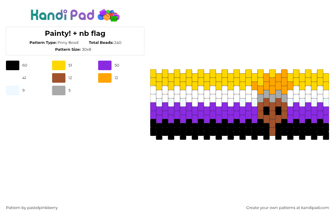 Painty! + nb flag - Pony Bead Pattern by pastelpinkberry on Kandi Pad - purple,yellow,inanimate insanity,osc