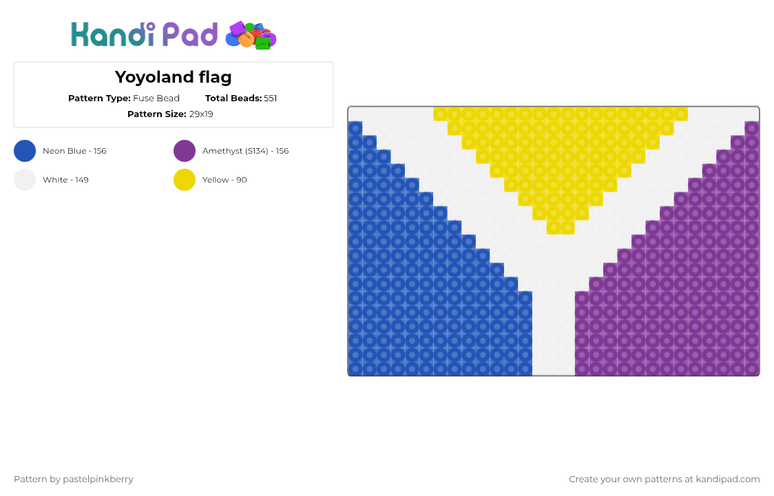 Yoyoland flag - Fuse Bead Pattern by pastelpinkberry on Kandi Pad - blue,pink