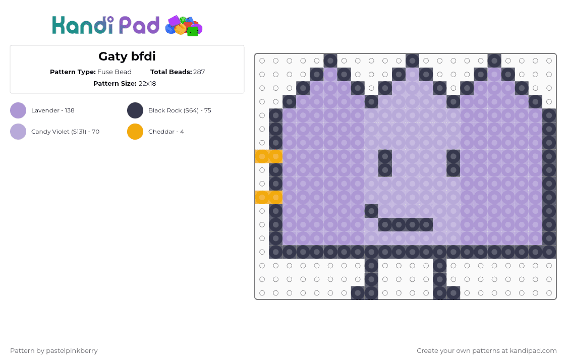 Gaty bfdi - Fuse Bead Pattern by pastelpinkberry on Kandi Pad - pink