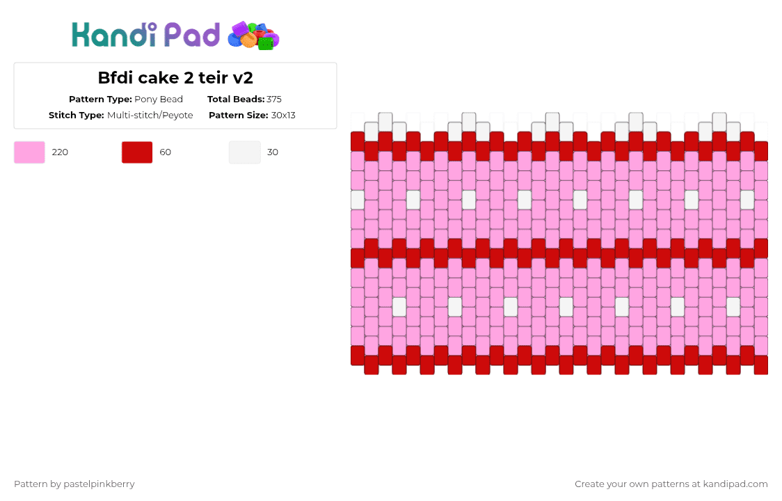 Bfdi cake 2 teir v2 - Pony Bead Pattern by pastelpinkberry on Kandi Pad - pink, red