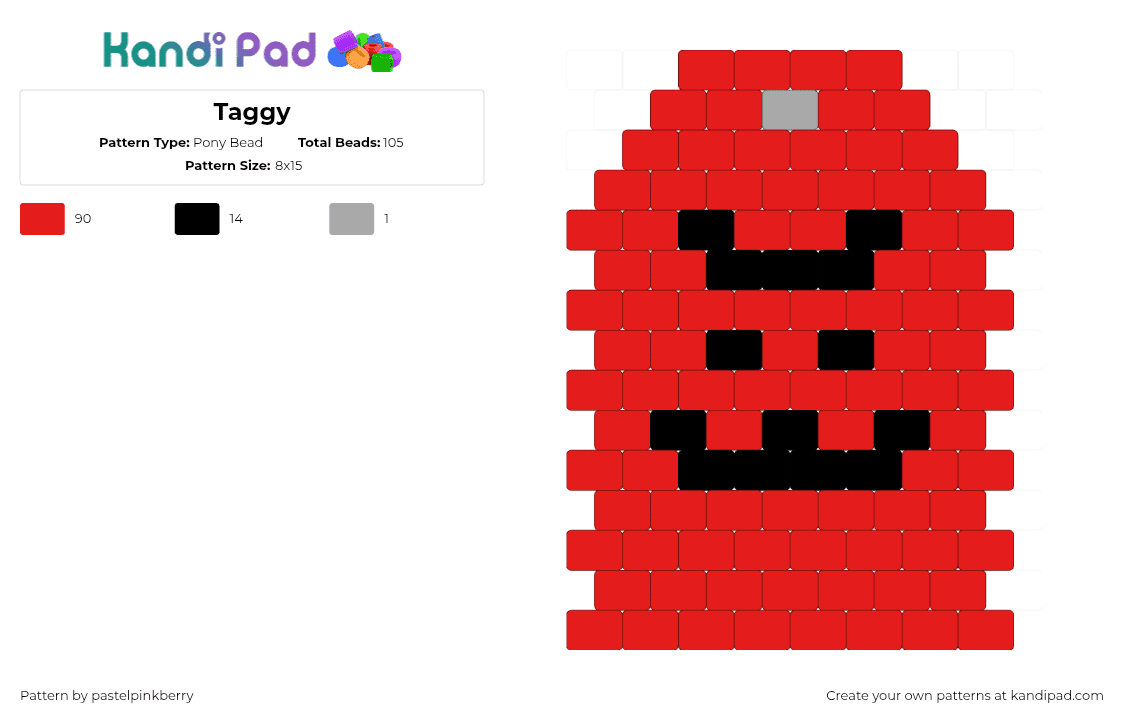 Taggy - Pony Bead Pattern by pastelpinkberry on Kandi Pad - red,bfdi,osc