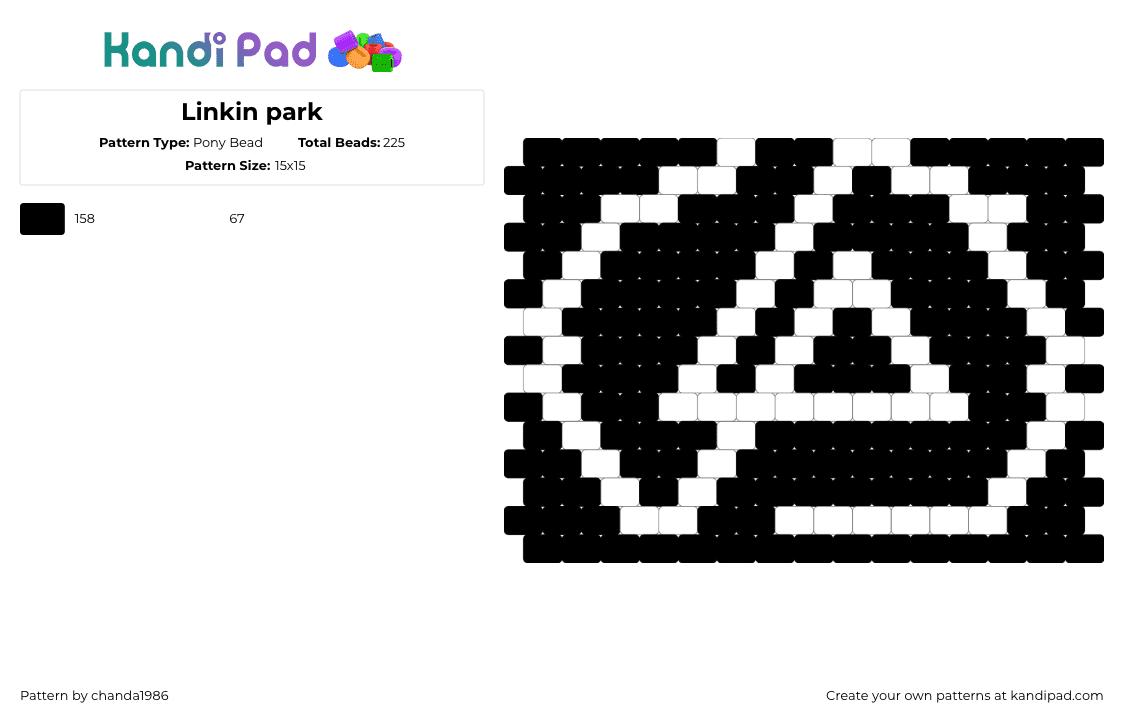 Linkin park - Pony Bead Pattern by chanda1986 on Kandi Pad - white,black,linkin park,logo,metal
