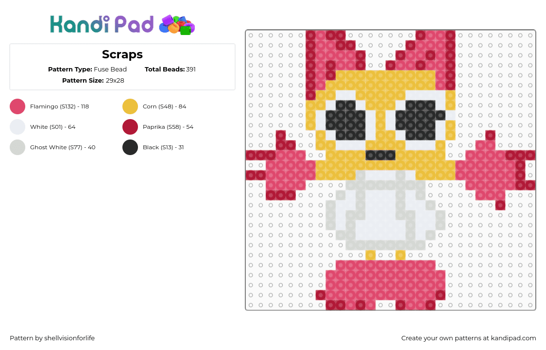 Scraps - Fuse Bead Pattern by shellvisionforlife on Kandi Pad - red,yellow
