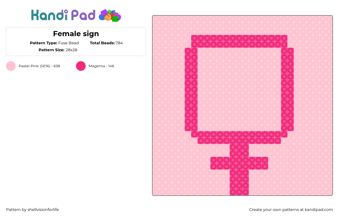 Female sign - Fuse Bead Pattern by shellvisionforlife on Kandi Pad - pink