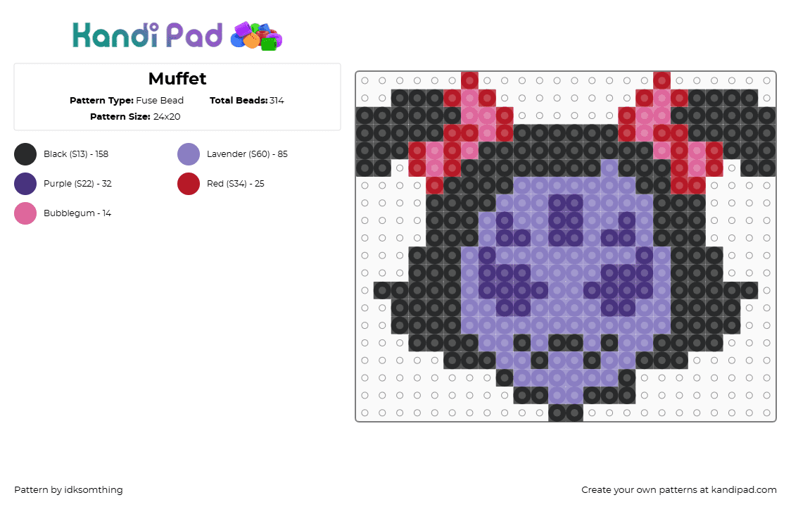 Muffet - Fuse Bead Pattern by idksomthing on Kandi Pad - pink