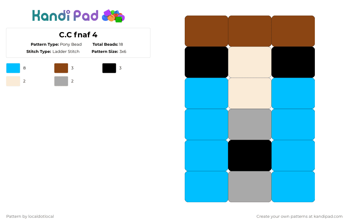 C.C fnaf 4 - Pony Bead Pattern by localdotlocal on Kandi Pad - light blue,fnaf,cc