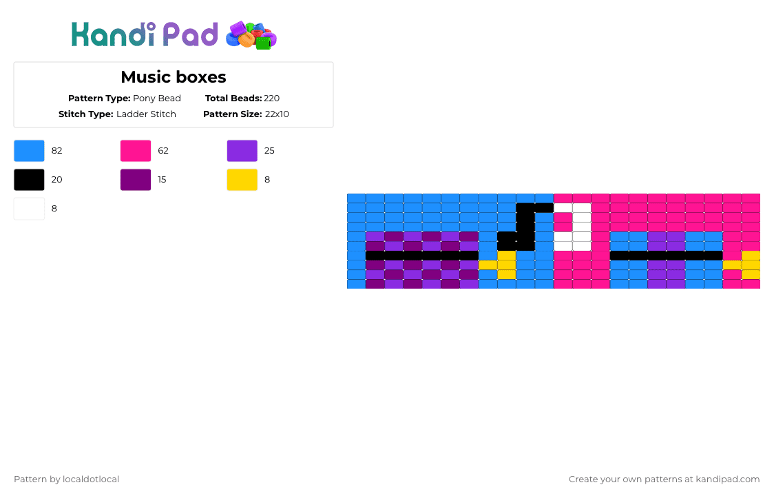 Music boxes - Pony Bead Pattern by localdotlocal on Kandi Pad - pink,light blue,fnaf