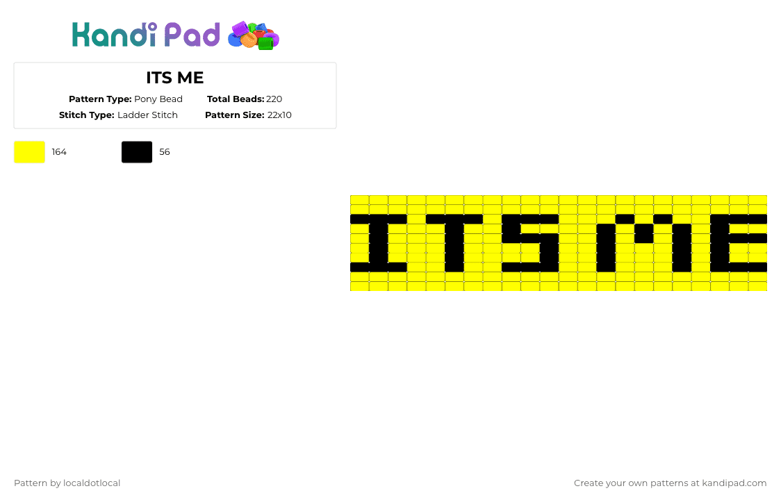ITS ME - Pony Bead Pattern by localdotlocal on Kandi Pad - yellow,fnaf