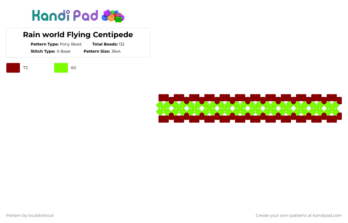 Rain world Flying Centipede - Pony Bead Pattern by localdotlocal on Kandi Pad - green, rainworld, red