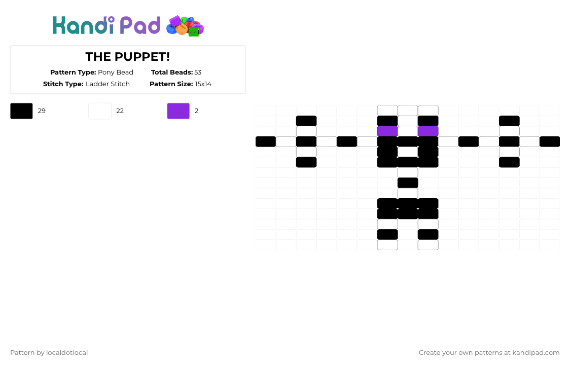 THE PUPPET! - Pony Bead Pattern by localdotlocal on Kandi Pad - white