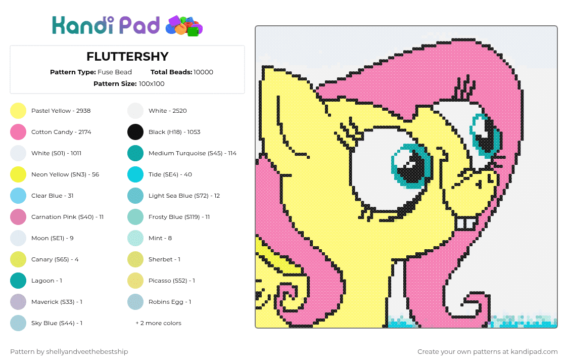 FLUTTERSHY - Fuse Bead Pattern by deleted_user_681816 on Kandi Pad - pink,yellow
