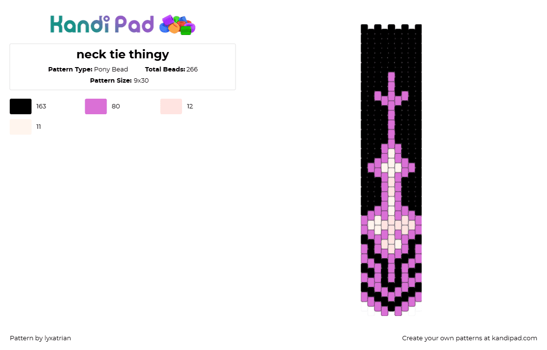 neck tie thingy - Pony Bead Pattern by lyxatrian on Kandi Pad - pink