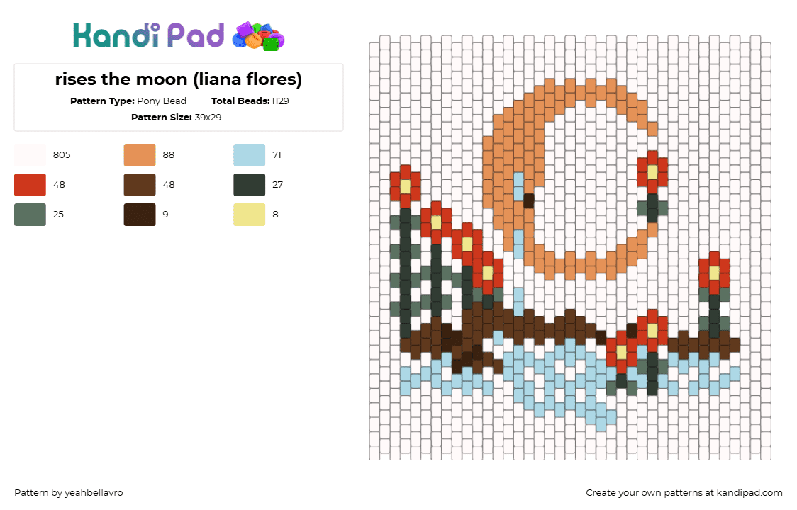 rises the moon (liana flores) - Pony Bead Pattern by yeahbellavro on Kandi Pad - white,orange,light blue,red,colorful