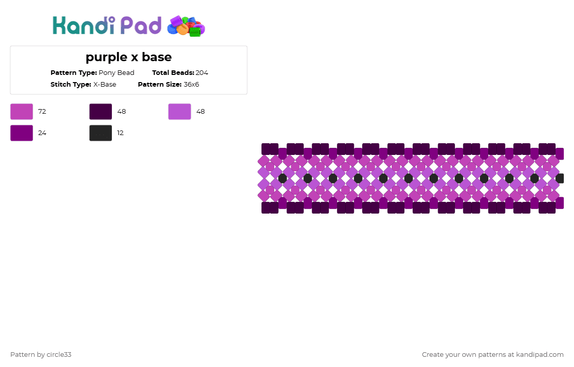 purple x base - Pony Bead Pattern by circle33 on Kandi Pad - pink,emo,uzi,md,purple,x base,murder drones,glitch,dark