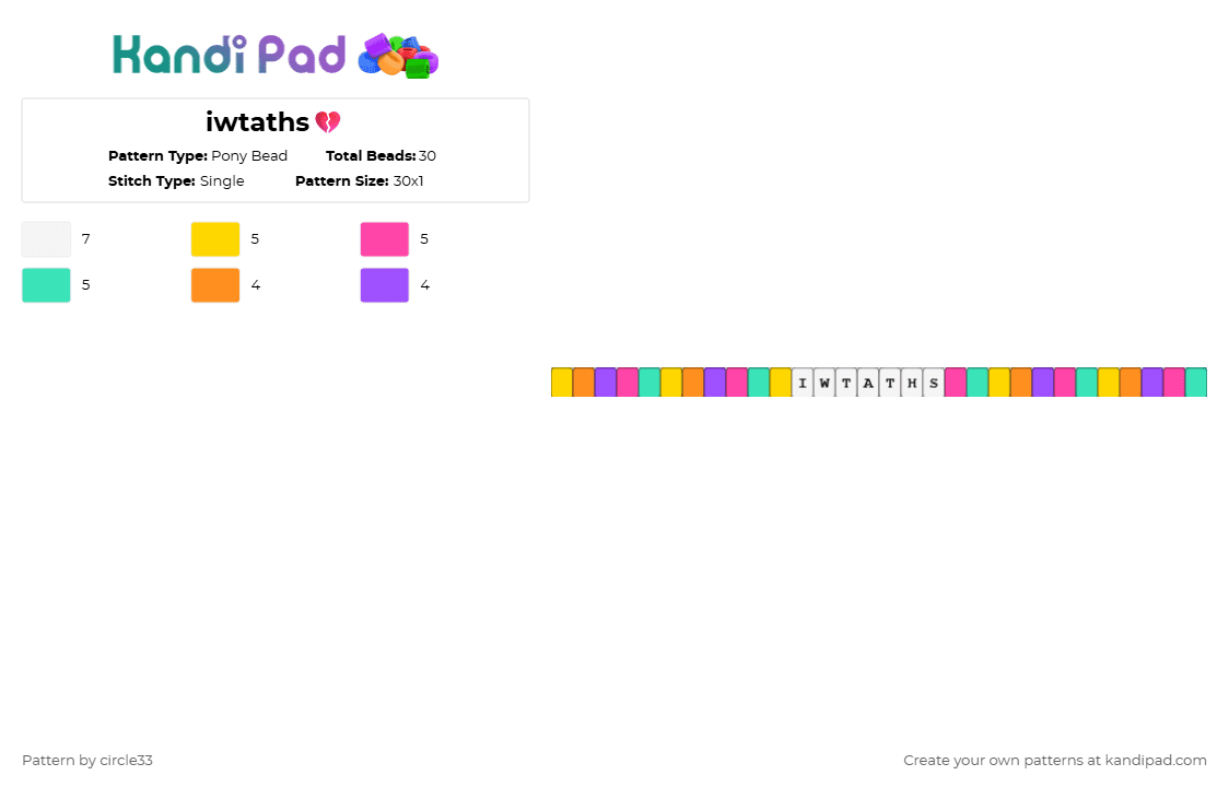 iwtaths💔 - Pony Bead Pattern by circle33 on Kandi Pad - yellow,pink,teal,zooble,tadc,the amazing digital circus,glitch,gooseworx,iwtaths,quote,funny