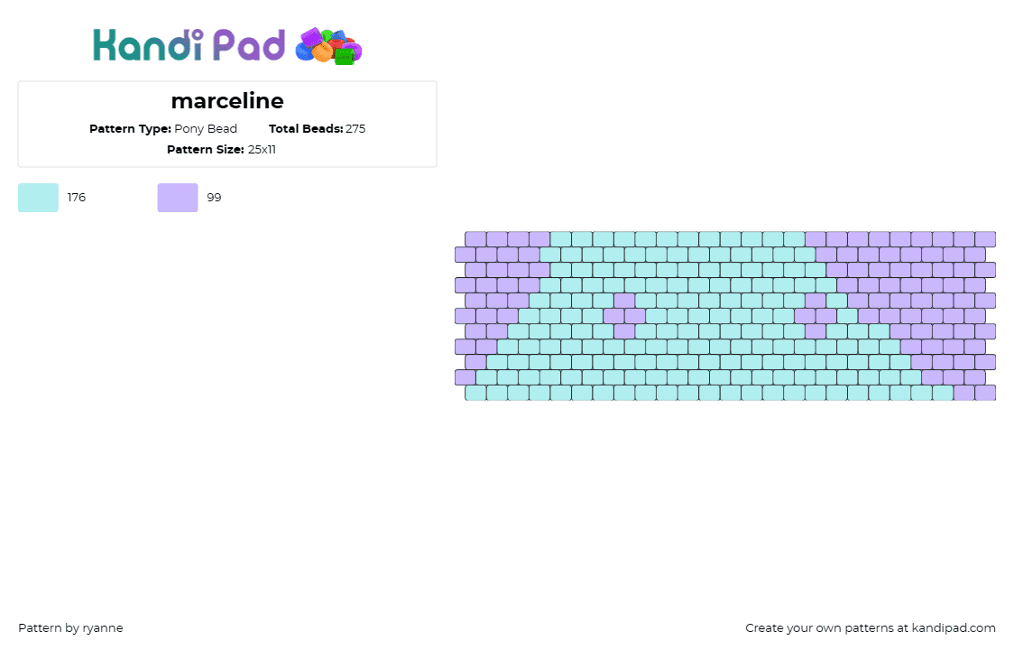 marceline - Pony Bead Pattern by ryanne on Kandi Pad - marceline,adventure time,minimal,cuff,animated,vampire,subtle,pastel,trendy,lave