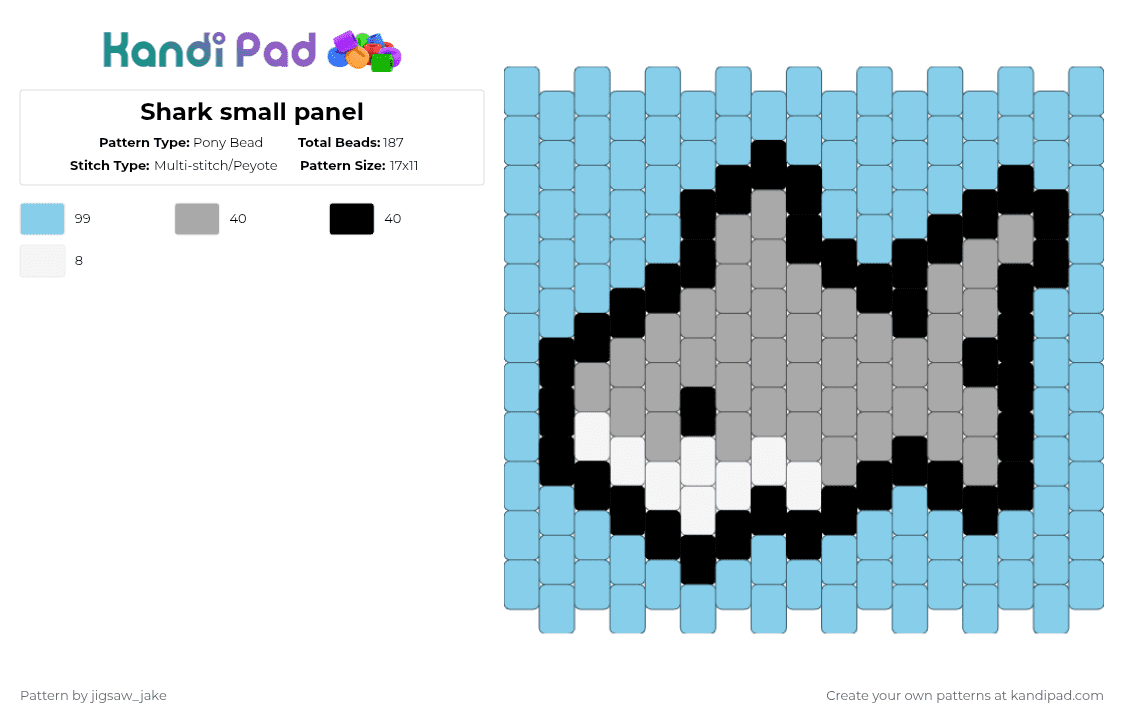 Shark small panel - Pony Bead Pattern by jigsaw_jake on Kandi Pad - beige,light blue