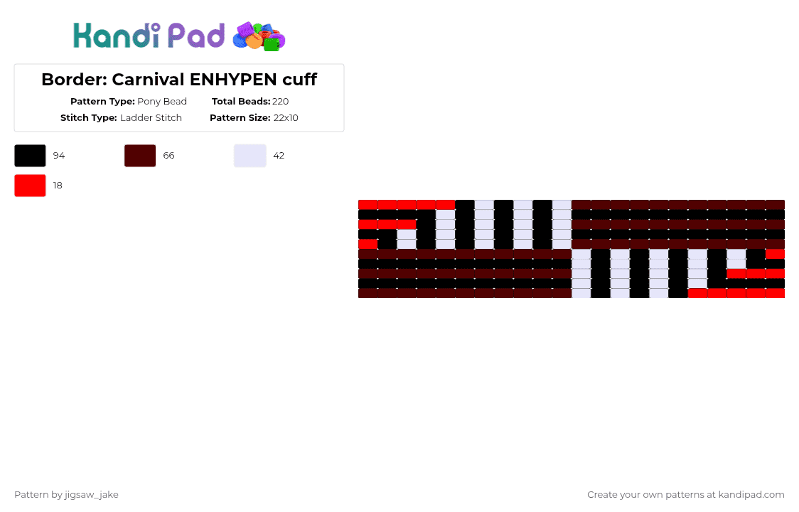 Border: Carnival ENHYPEN cuff - Pony Bead Pattern by jigsaw_jake on Kandi Pad - brown