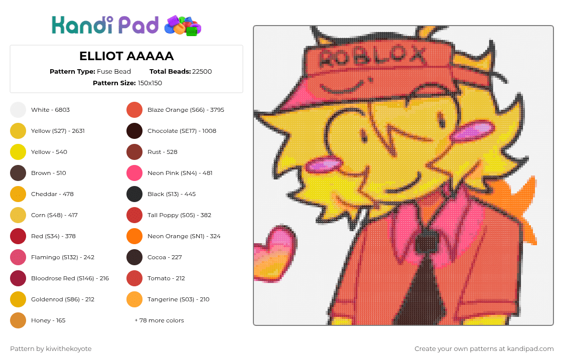 ELLIOT AAAAA Fuse Bead Pattern - Kandi Pad | Kandi Patterns, Fuse Bead ...