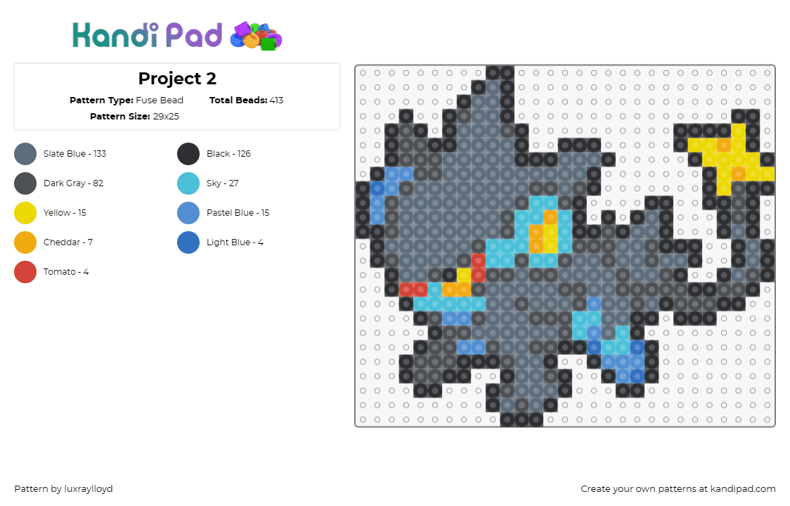 Project 2 - Fuse Bead Pattern by luxraylloyd on Kandi Pad - pokemon,luxray,anime,tv shows