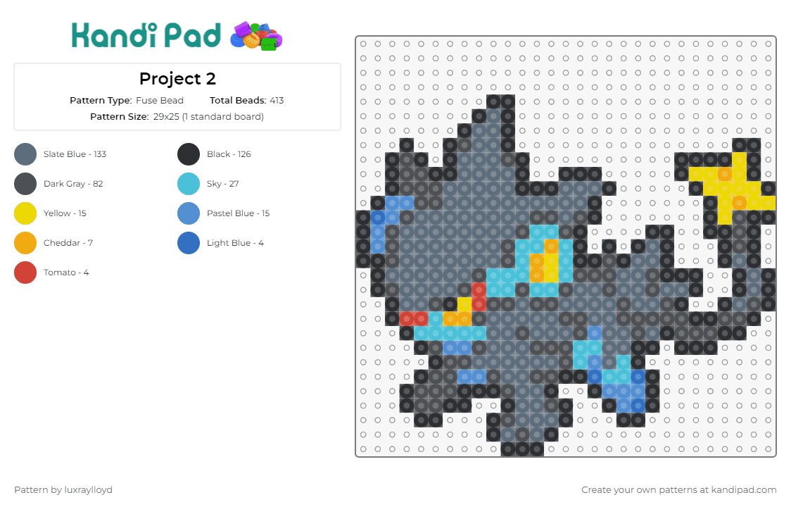 Project 2 - Fuse Bead Pattern by luxraylloyd on Kandi Pad - pokemon,luxray,anime,tv shows