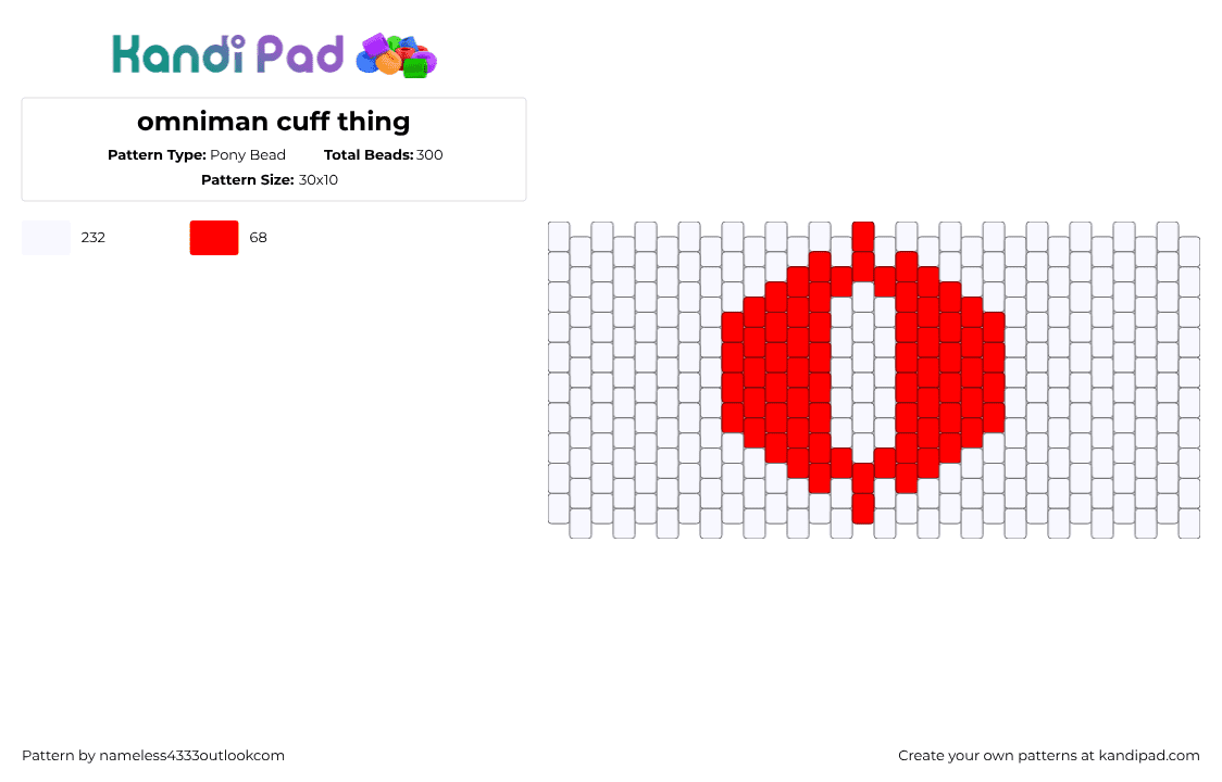 omniman cuff thing - Pony Bead Pattern by nameless4333outlookcom on Kandi Pad - white,invincible,omniman