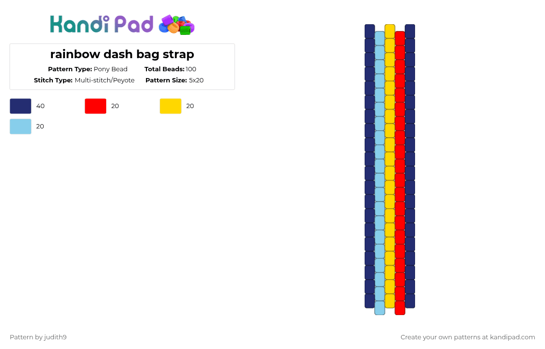 rainbow dash bag strap - Pony Bead Pattern by judith9 on Kandi Pad - purple
