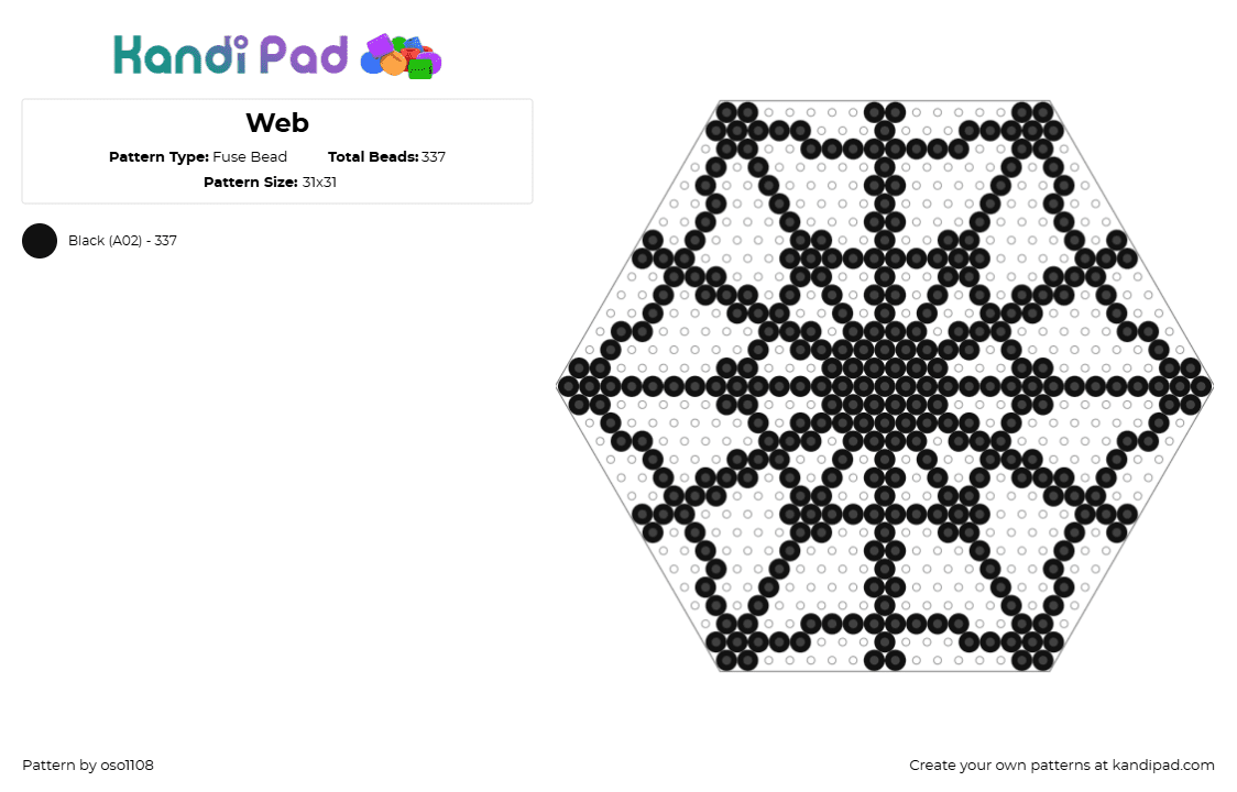 Web - Fuse Bead Pattern by oso1108 on Kandi Pad - black