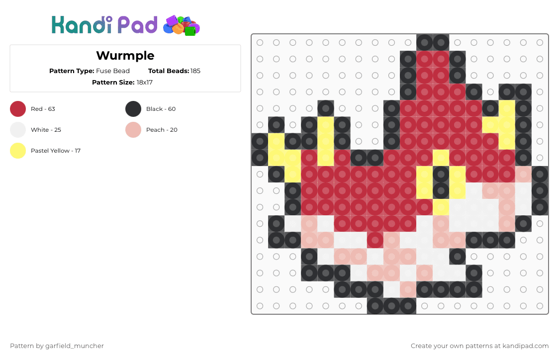 Wurmple - Fuse Bead Pattern by garfield_muncher on Kandi Pad - red