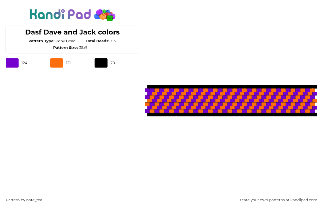 Dasf Dave and Jack colors - Pony Bead Pattern by nate_tea on Kandi Pad - purple,orange
