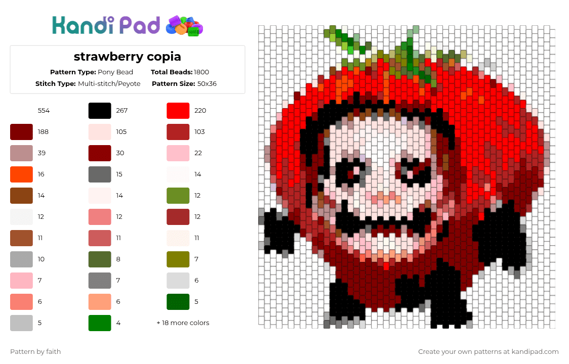 strawberry copia - Pony Bead Pattern by faith on Kandi Pad - white,red,brown