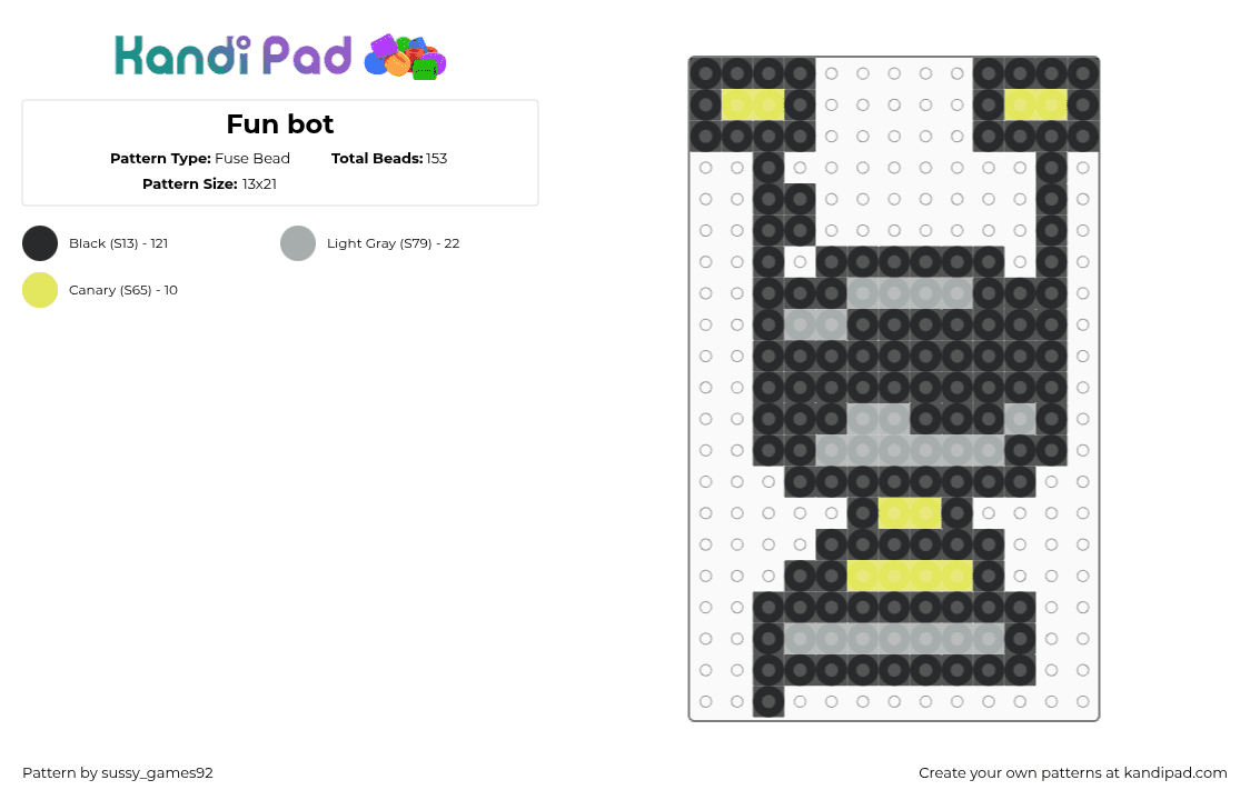Fun Bot For Color Fun bot Fuse Bead Pattern - Kandi Pad | Kandi Patterns, Fuse Bead ...
