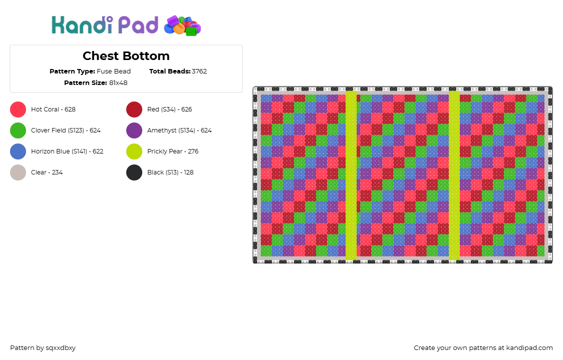Chest Bottom - Fuse Bead Pattern by sqxxdbxy on Kandi Pad - green,red