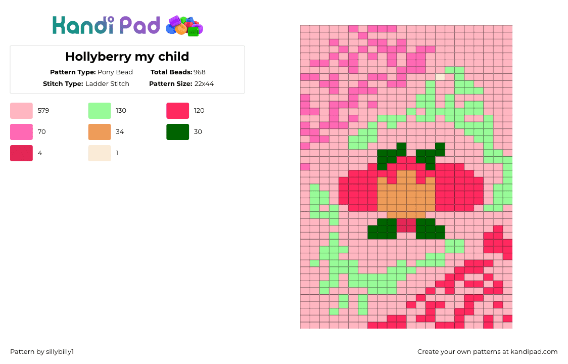 Hollyberry my child - Pony Bead Pattern by sillybilly1 on Kandi Pad - pink