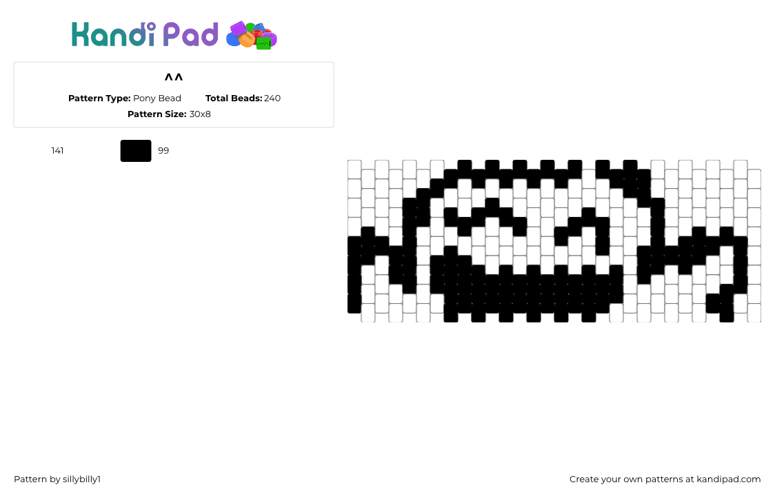 ^^ - Pony Bead Pattern by sillybilly1 on Kandi Pad - white,black