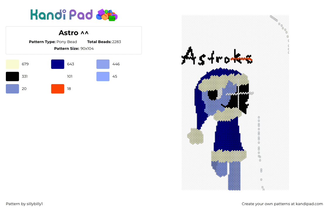 Astro ^^ - Pony Bead Pattern by sillybilly1 on Kandi Pad - 