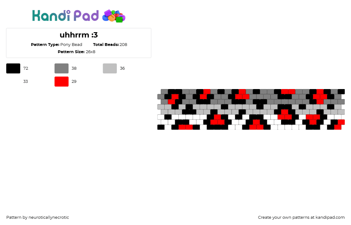 uhhrrm :3 - Pony Bead Pattern by neuroticallynecrotic on Kandi Pad - gray,beige