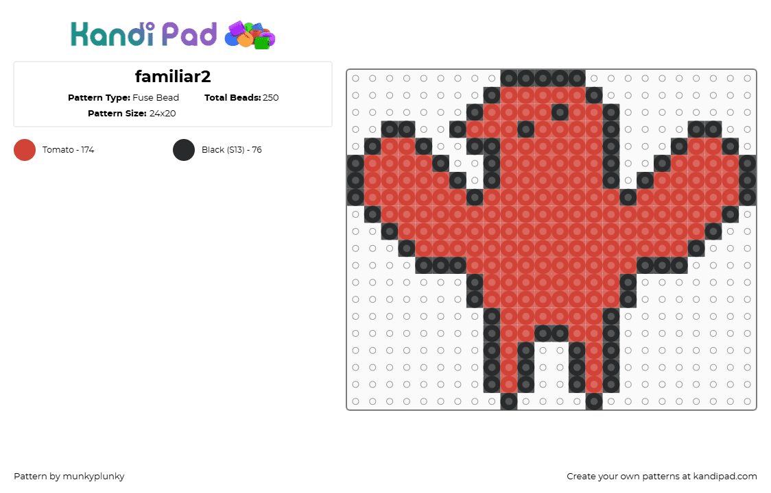 familiar2 - Fuse Bead Pattern by munkyplunky on Kandi Pad - black,red,dungeon meshi,dungeonmeshi,familiar