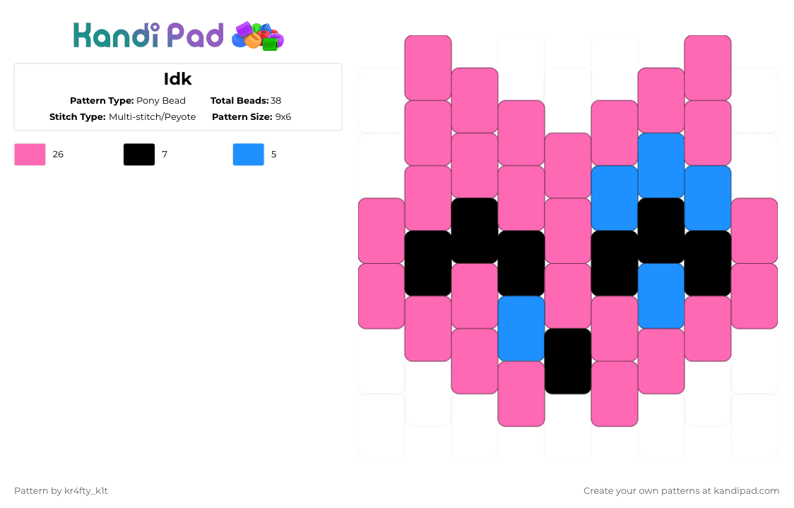 Idk - Pony Bead Pattern by kr4fty_k1t on Kandi Pad - pink,meh