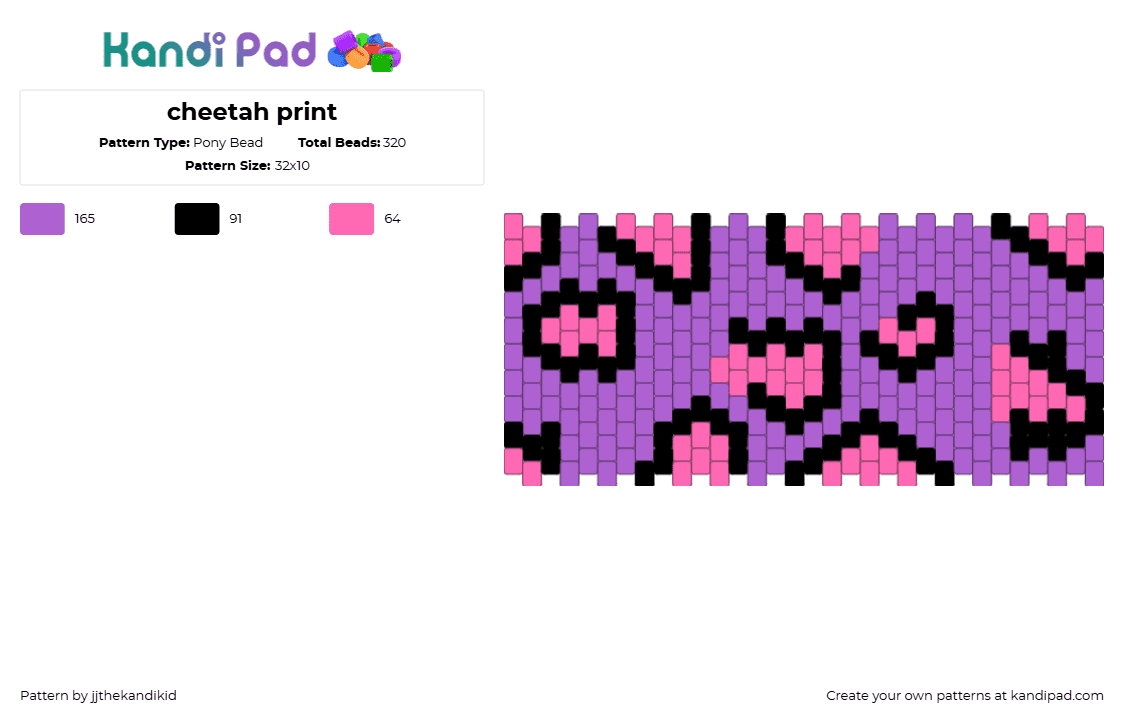 cheetah print - Pony Bead Pattern by jjthekandikid on Kandi Pad - pink,black