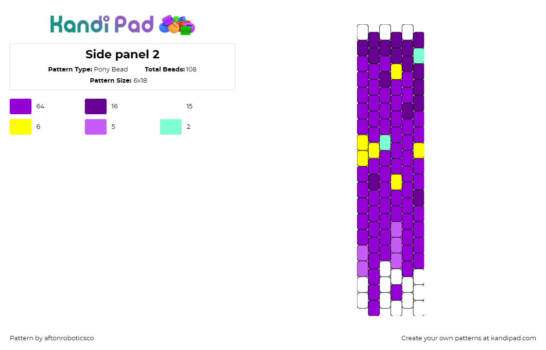 Side panel 2 - Pony Bead Pattern by aftonroboticsco on Kandi Pad - purse,bag,panel,vibrant,purple